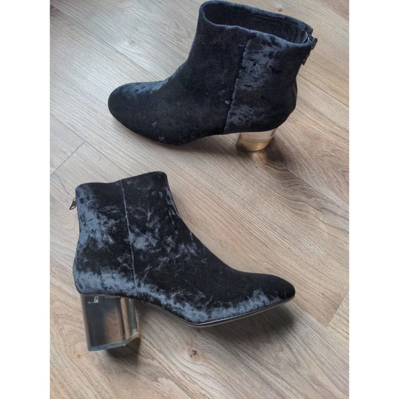 Rag & Bone Drea Crushed Black Velvet Heeled Boots